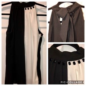 4/$25💸BCX Black White Jewelry Halter Tie Back Top